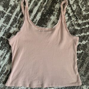 pink lace lined tank top